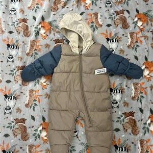 Old Navy Beige and Blue Baby Snowsuit